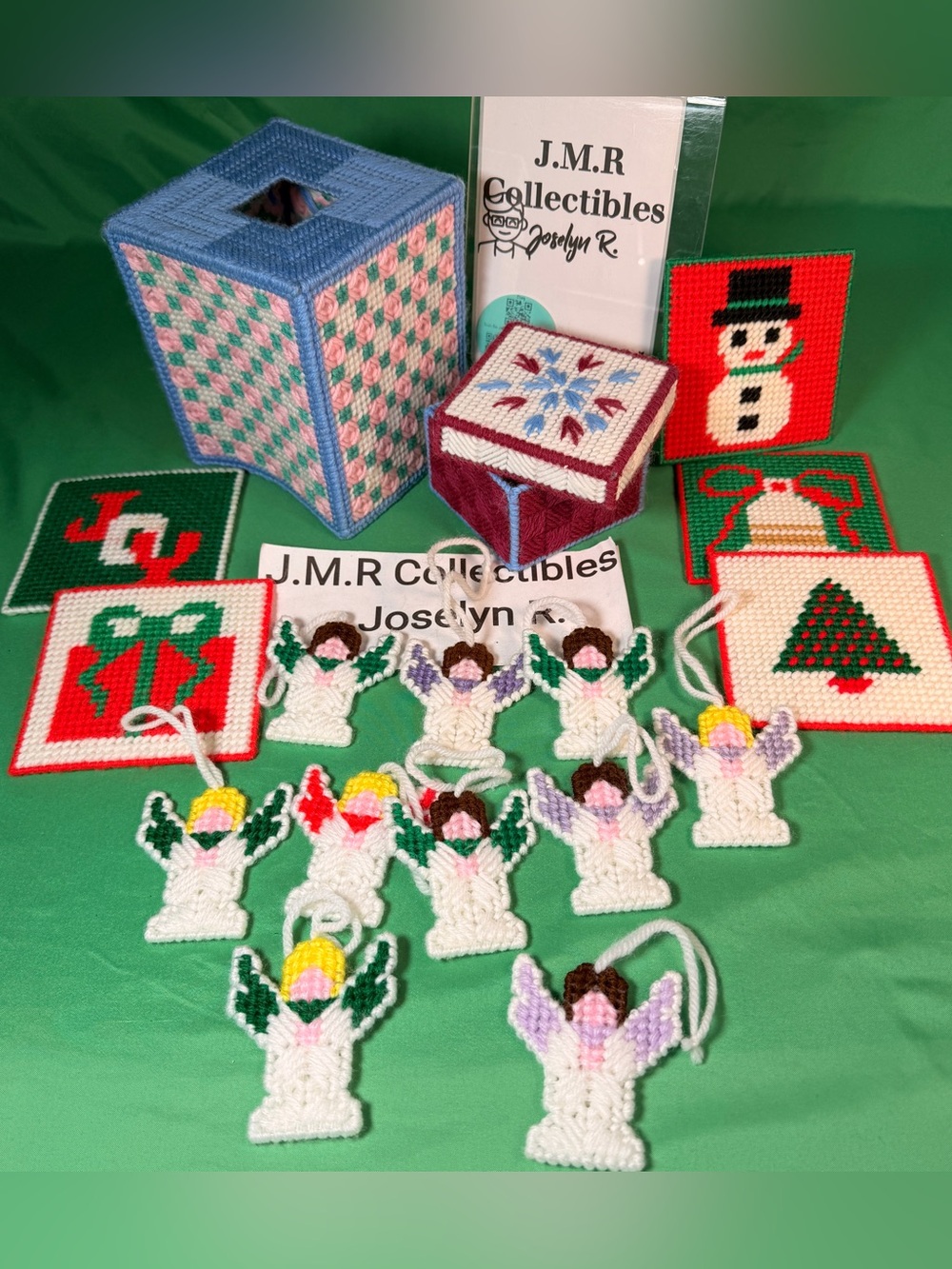 Hand-Stitched Plastic Canvas Christmas Collectibles Set